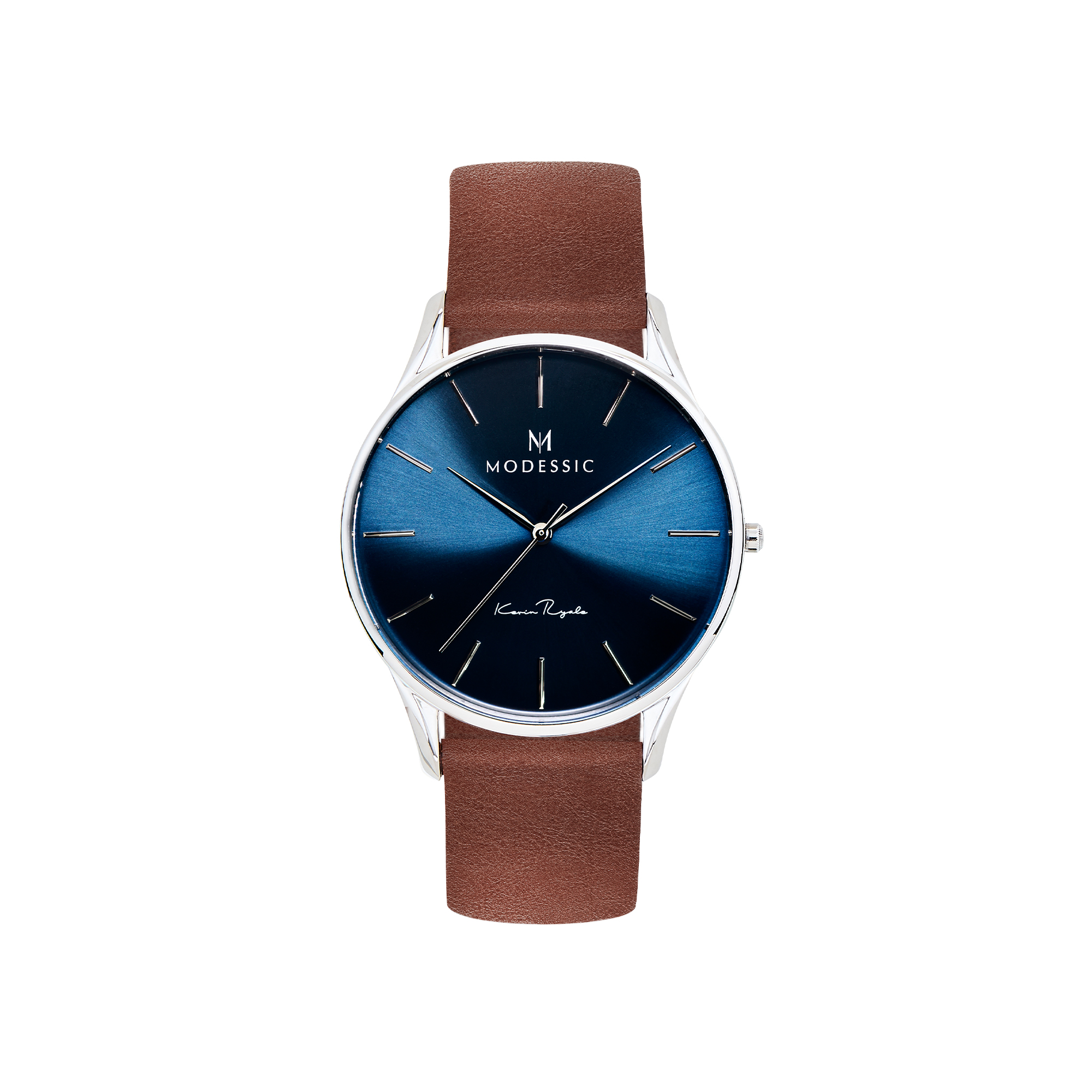 Azureblå silver brun klassisk herrklocka - Snygg klassisk herrklocka - Klassiska armbandsklockor för herr - Oceanic Heritage - 01-BLM.2