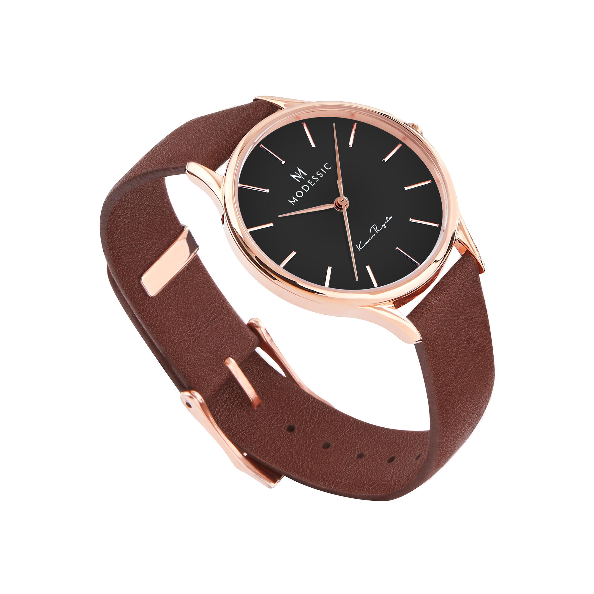 Svart roséguld brun klassisk damklocka - Snygg klassisk damklocka - Klassiska armbandsklockor för dam - Rose Noir Heritage - 1