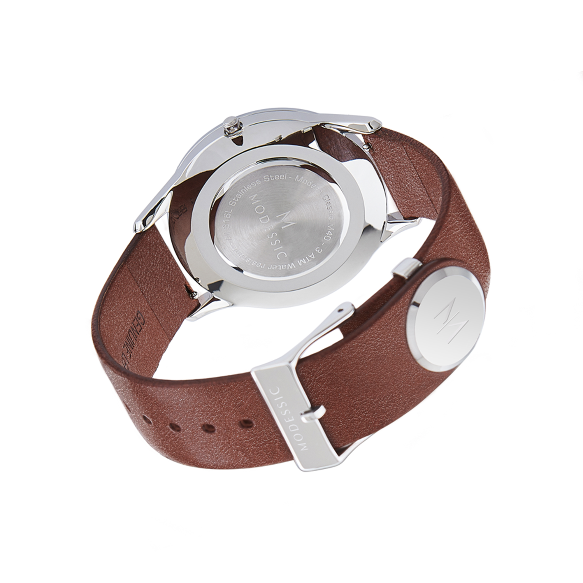 Vit silver brun klassisk herrklocka - Snygg klassisk herrklocka - Klassiska armbandsklockor för herr - Visionary Heritage - 4